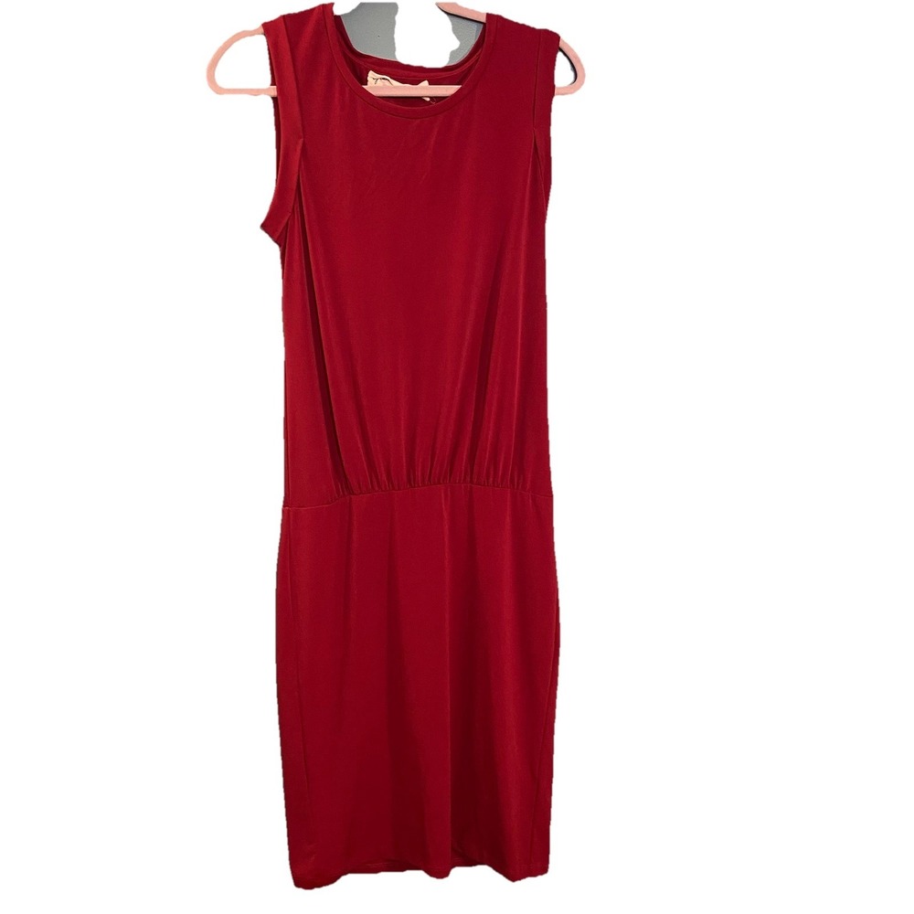 Graham & Spencer Red Sleeveless‎ Dress women’s MIDI Size Large Stretch Bodycon